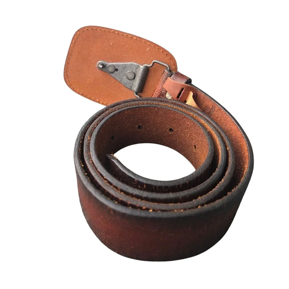 Men's Vintage Distressed Brown Leather Belt Waist 32-36